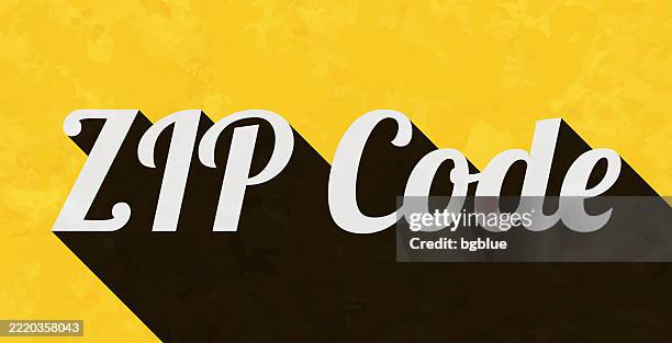 Zip Code Text With Long Shadow On Textured Yellow Background High-Res ...