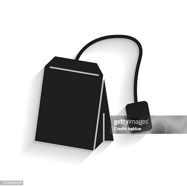 tea bag. icon with long shadow on white background - chamomile tea white background stock illustrations