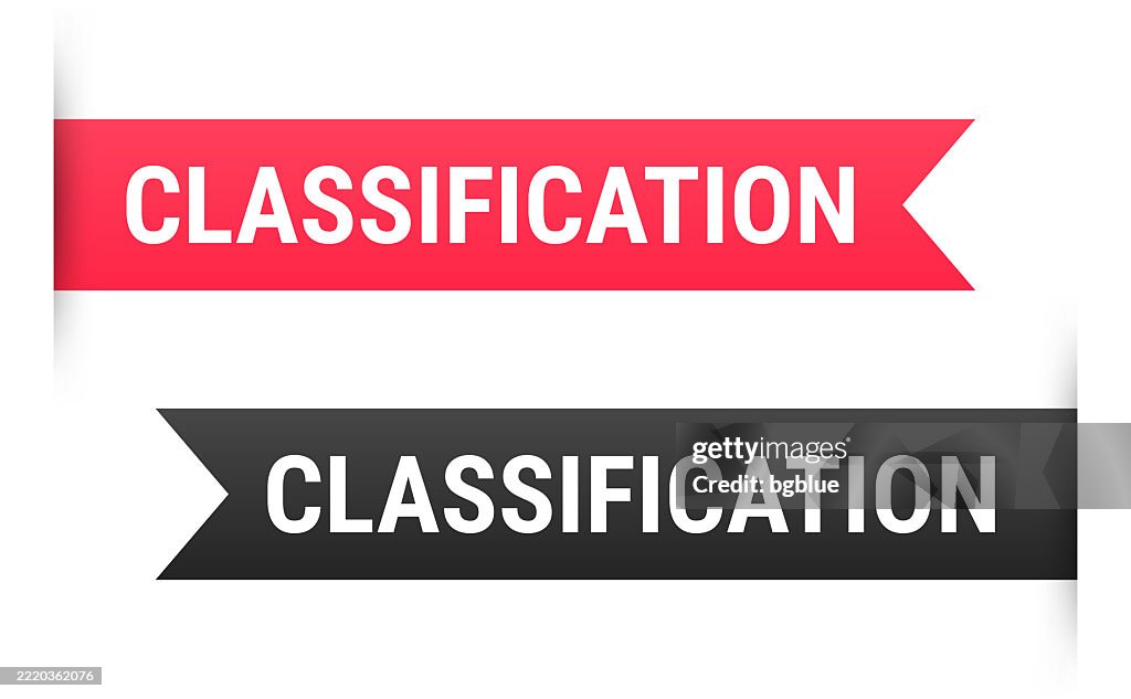 Classification Labels Samples Classification Banner Bookmark Ribbon Label On White Background High ...