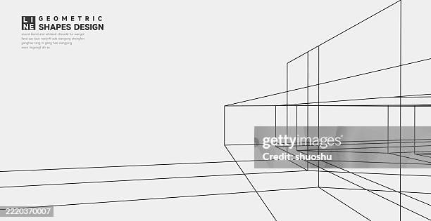abstract geometric line pattern background - architecture drawing background stock illustrations