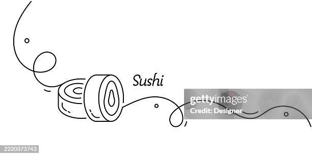 one continuous line drawing of sushi icon. single line vector illustration - inside out sushi roll stock illustrations