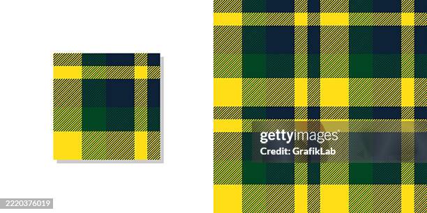 tartan pattern with yellow and green plaid design elements - all over pattern stock illustrations
