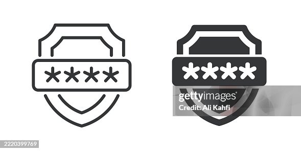 Password thin line and glyph solid icon. Editable stroke and perfect pixel isolated on transparent background Password thin line and glyph solid icon. Editable stroke and perfect pixel isolated on transparent background