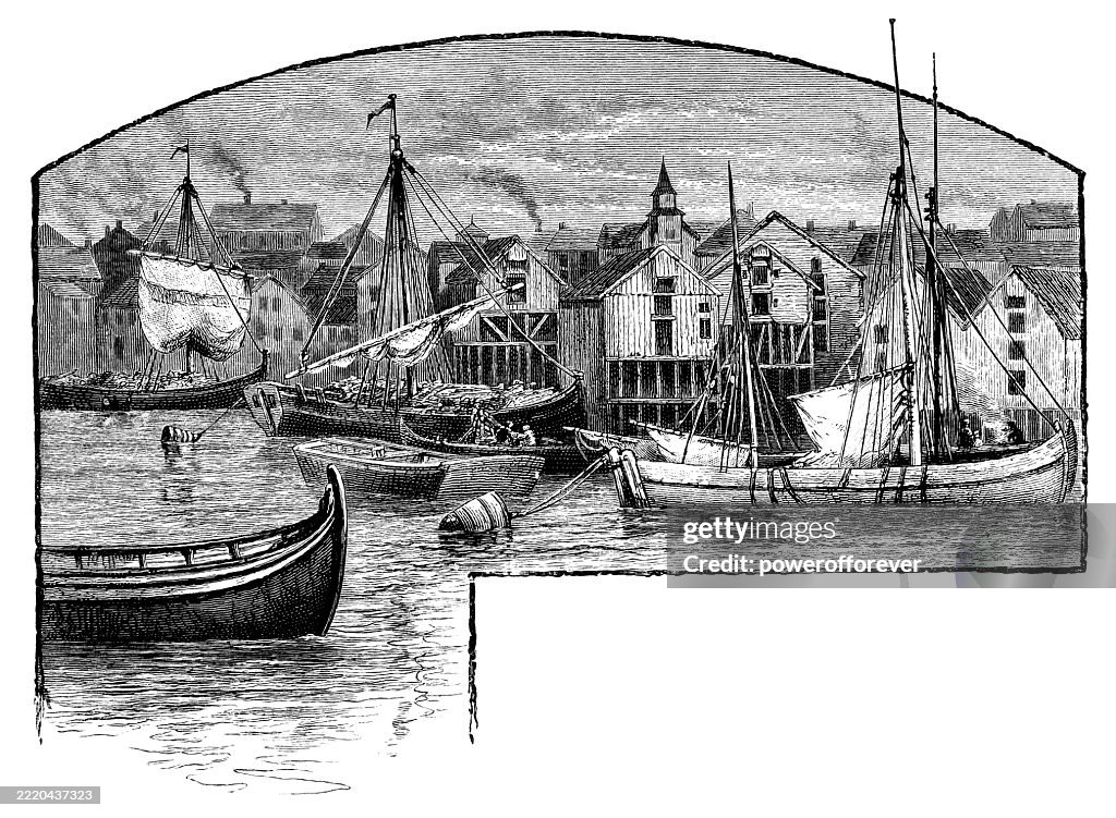 Harbour at the City of Hammerfest in Finnmark, Norway - 19th Century