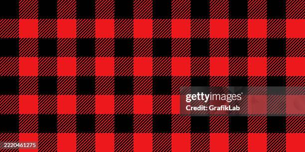 buffalo plaid red and black tartan pattern background - rustic winter background stock illustrations
