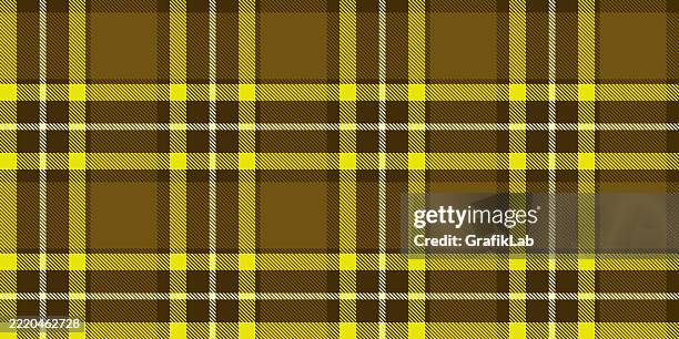 yellow and brown plaid textile pattern with striking geometric design - yellow jacket stock illustrations