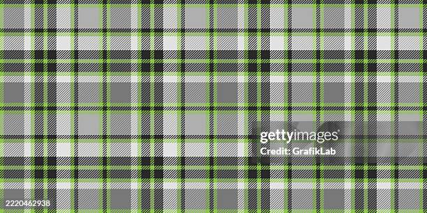 plaid pattern featuring green, white, gray, and black colors - grey wool texture stock illustrations