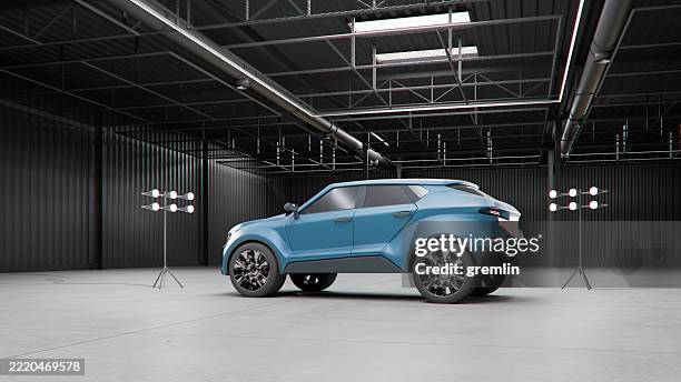 generic modern suv in photo studio environment - auto interieur stockfoto's en -beelden