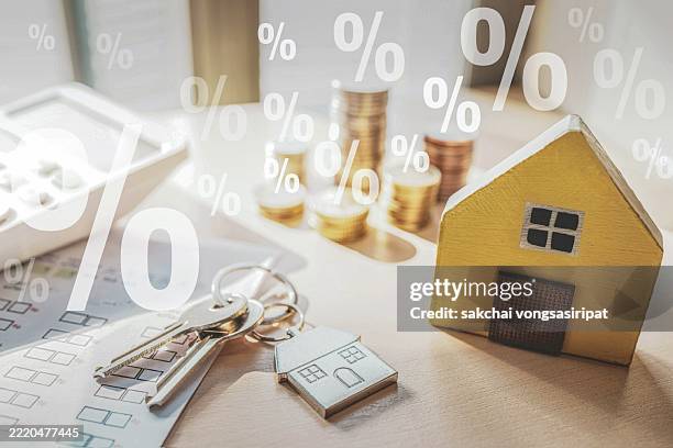 home loan interest rate concept - rente stockfoto's en -beelden