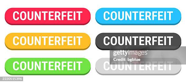 counterfeit - colorful 3d click web buttons on blank background - counterfeit stock illustrations