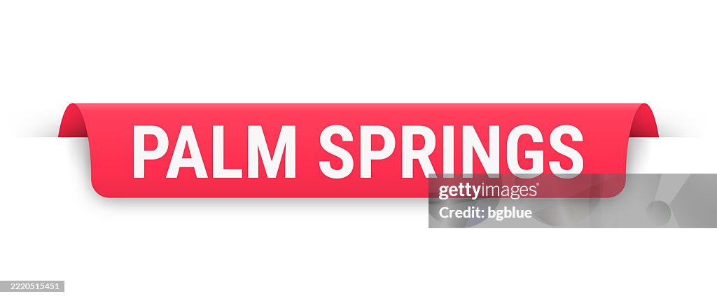 Palm Springs - Red banner, bookmark, ribbon, label on white background