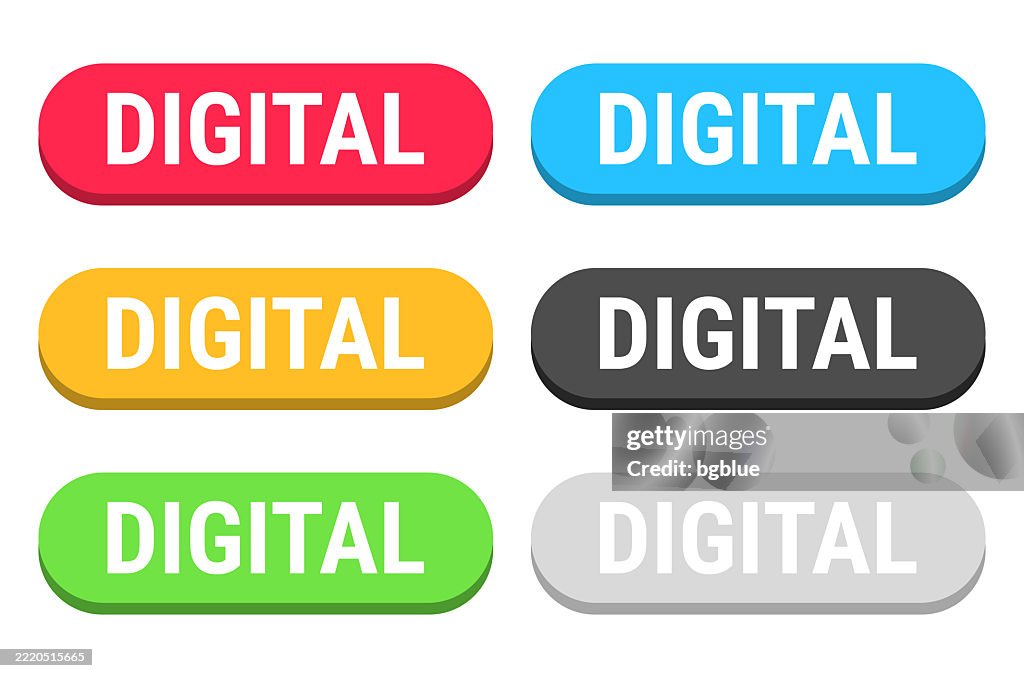 Digital Click Button Digital Colorful 3d Click Web Buttons On Blank Background High-Res ...