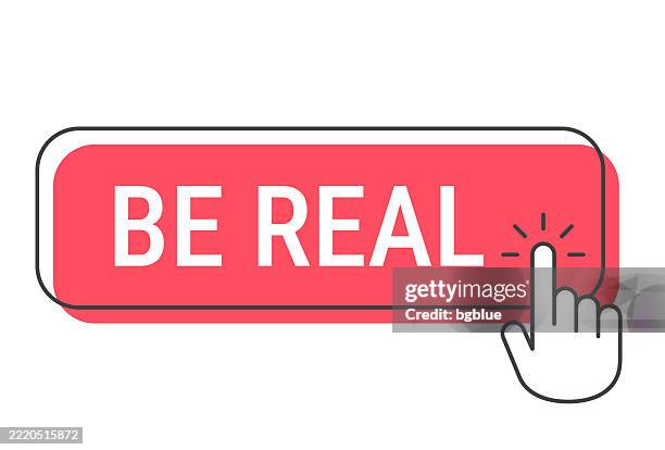 be real - click button with hand cursor on white background - pointer finger on white stock illustrations