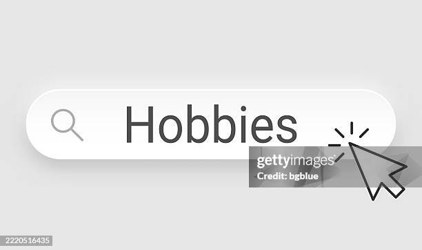 hobbies - search bar with cursor on blank background - mouse cursor stock illustrations