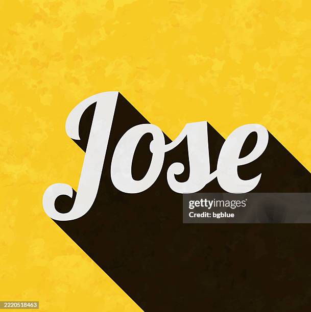 Jose Types Jose Male Name Text With Long Shadow On Textured Yellow Background High ...