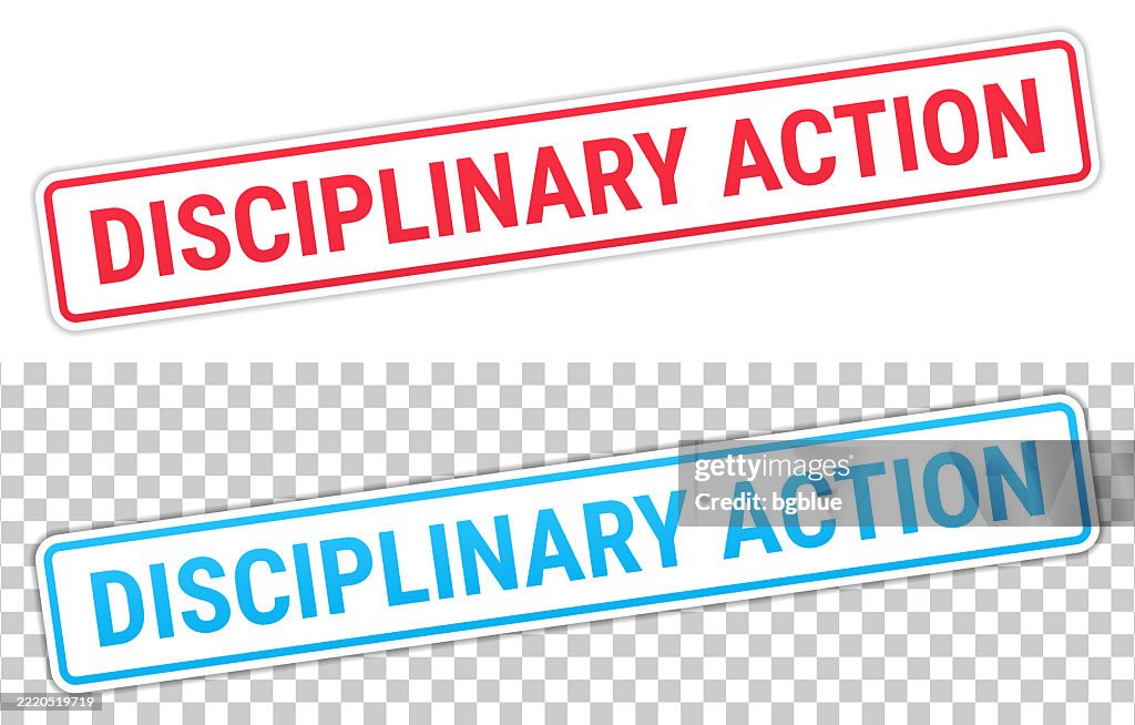 Disciplinary Vector Disciplinary Action Red And Blue Labels On Blank Background High-Res ...
