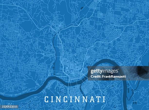 cincinnati oh city vector road map blue horizontal - bellevue ohio stock illustrations