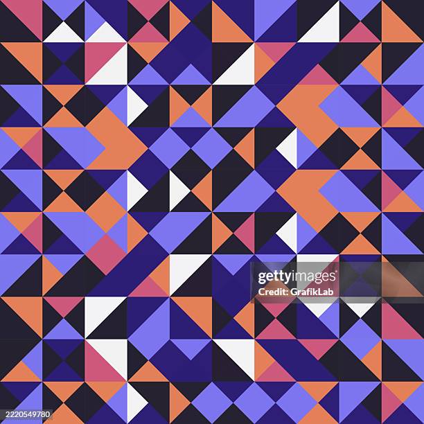 colorful abstract geometric pattern featuring triangles in contrasting colors - network pattern stock illustrations