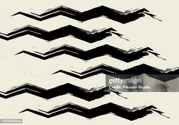 grunge zigzag brush stroke pattern on beige background - zigzag stock illustrations