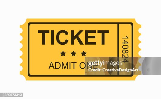 Entrada amarilla para el evento sobre fondo blanco Entrada amarilla para el evento sobre fondo blanco