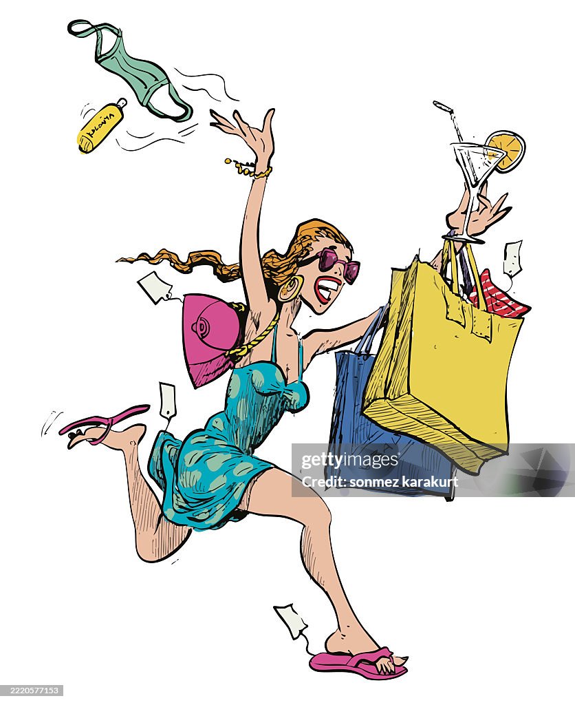 Art woman on a shopping spree