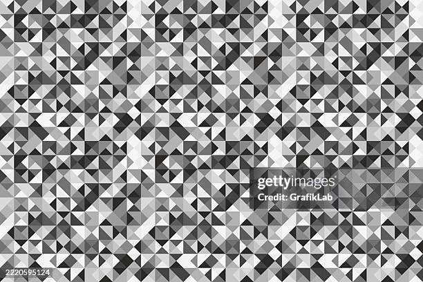 ilustrações de stock, clip art, desenhos animados e ícones de seamless abstract geometric design with repeating triangular shapes in grayscale tones. ideal for minimalist backgrounds, digital designs, and modern compos - escala de cinzentos