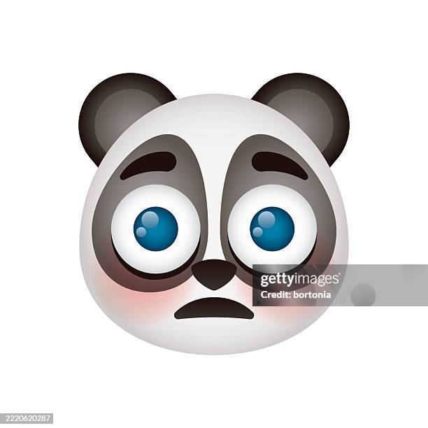 embarrassed panda emoji - flushing stock illustrations