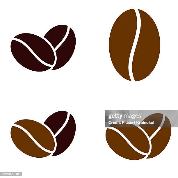 offee beans line icon set. - grano de café verde fotografías e imágenes de stock