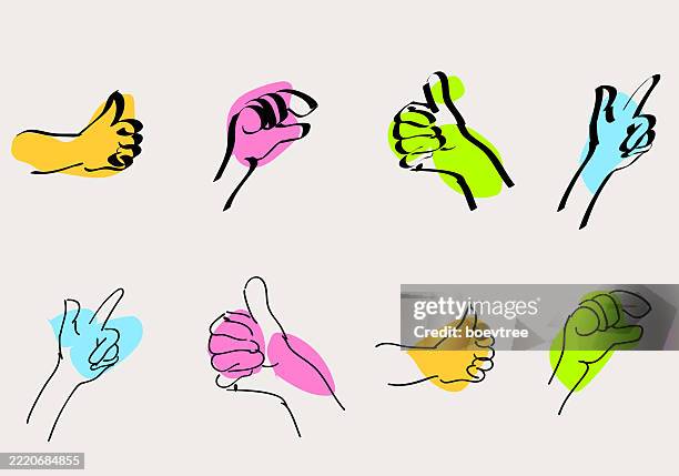 hand drawn line hand gestures - touching head stock illustrations