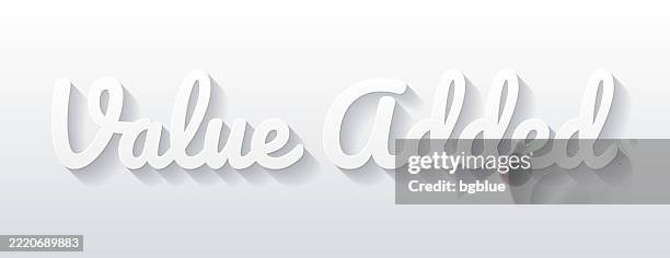 value added - flat design with paper cut effect on blank background - perks stock illustrations