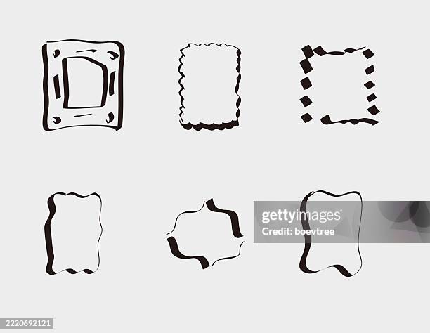 hand drawn distinctive frame collection - scallop pattern stock illustrations