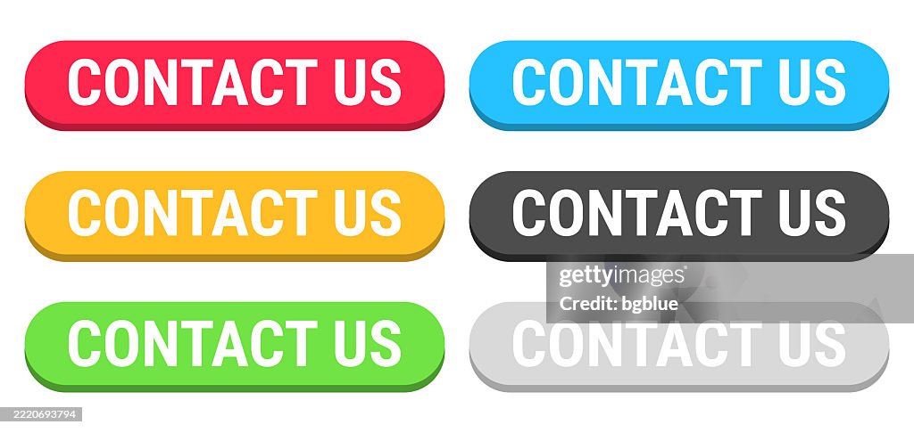 Email Contact Click Button Contact Us Colorful 3d Click Web Buttons On Blank Background High-Res ...