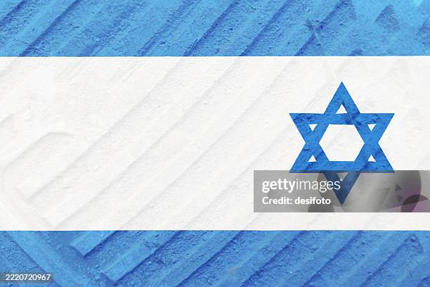 horizontal weathered rustic rough grey white color asymmetric textured grunge blank vector backgrounds with blue coloured hexagram star as in israel flag painted as bright graffiti on a whitewashed striped design concrete cement plaster wall - hexagram stock illustrations