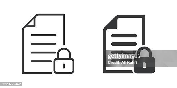 file security thin line and glyph solid icon. editable stroke and perfect pixel isolated on transparent background - lock stock illustrations