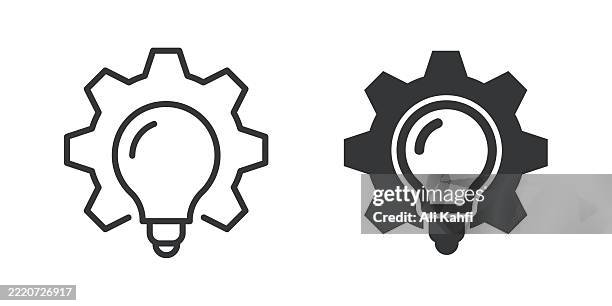 creativity thin line and glyph solid icon. editable stroke and perfect pixel isolated on transparent background - thinking hard stock illustrations