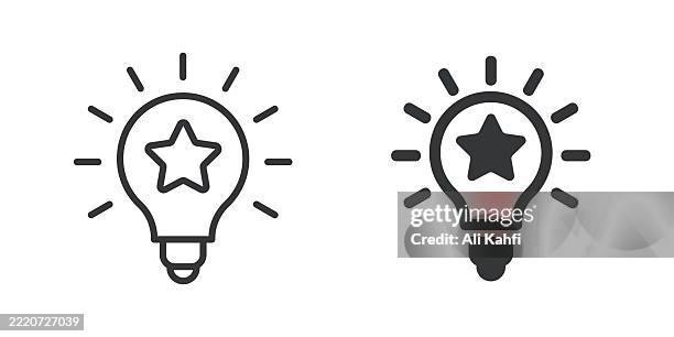 creativity thin line and glyph solid icon. editable stroke and perfect pixel isolated on transparent background - halogen light stock illustrations