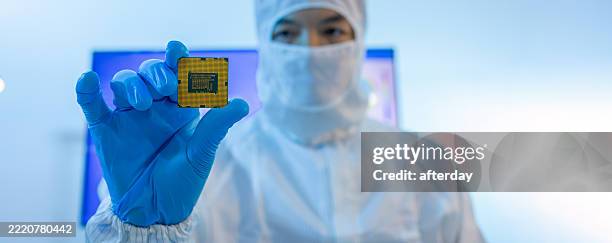 semiconductor or microchip concepts. technology developments. electronic industrial. electronic engineer of computer technology. maintenance computer cpu hardware upgrade of motherboard component. - microchip manufacturing stock pictures, royalty-free photos & images