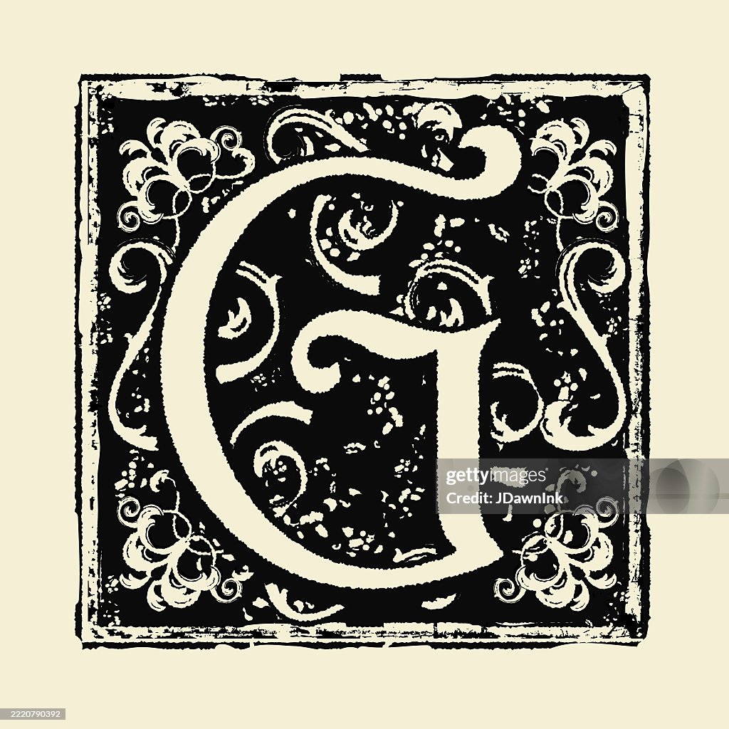 Decrative Lettering G Vintage Engraving Style Letter G Decorative Drop Cap For Beginning Of ...