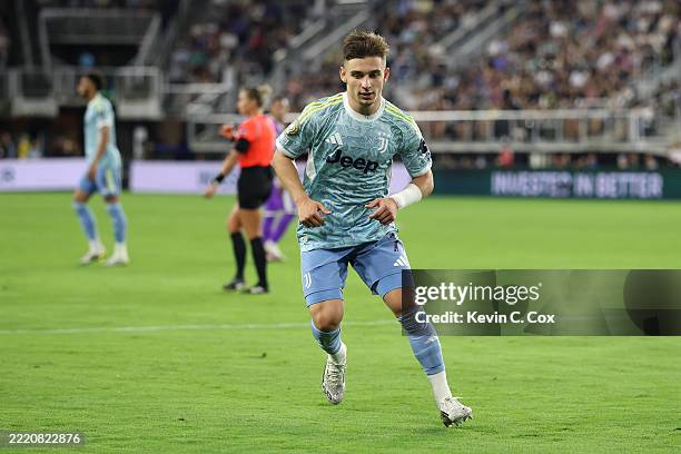 Francisco Conceicao of Juventus FC celebrates after scoring his team's fifth goal during the FIFA Club World Cup 2025 group G match between Al Ain FC...