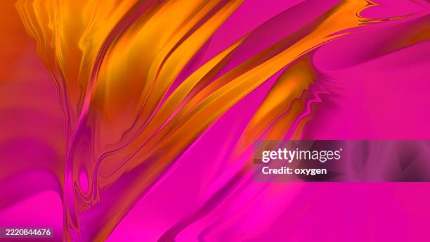 vibrant pink and orange abstract fluid background. bold swirling abstract texture in vivid pink and orange tones with smooth, glossy, liquid-like motion. - blender explosion stock pictures, royalty-free photos & images