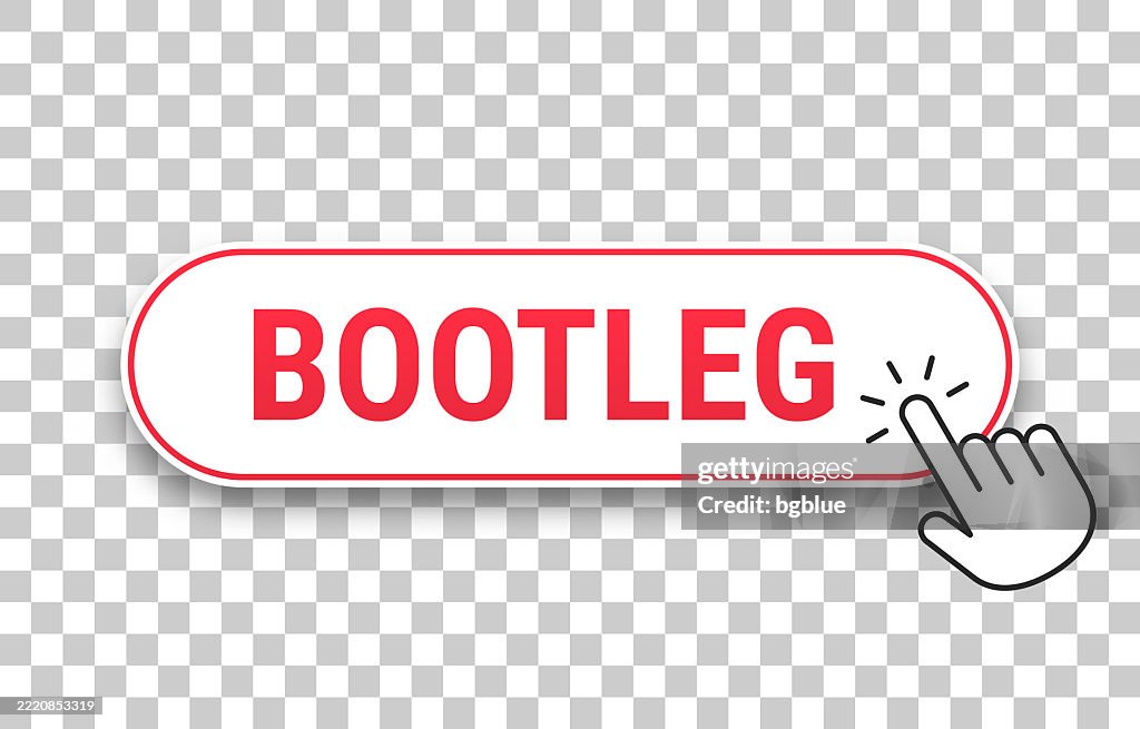 Bootleg - 3D click web button with hand cursor on blank background