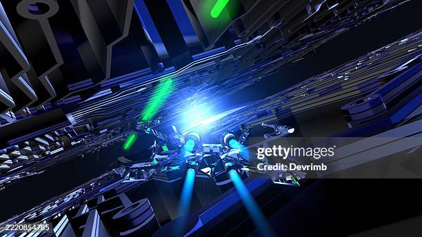 escape from the enemy mothership to earth - rocket engine stock pictures, royalty-free photos & images