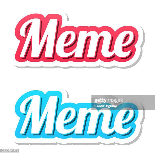 meme - 3d text in red and blue on white background - meme stock illustrations