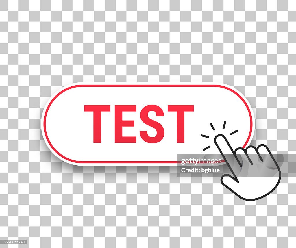 Virtual Test Button Test 3d Click Web Button With Hand Cursor On Blank Background High-Res ...