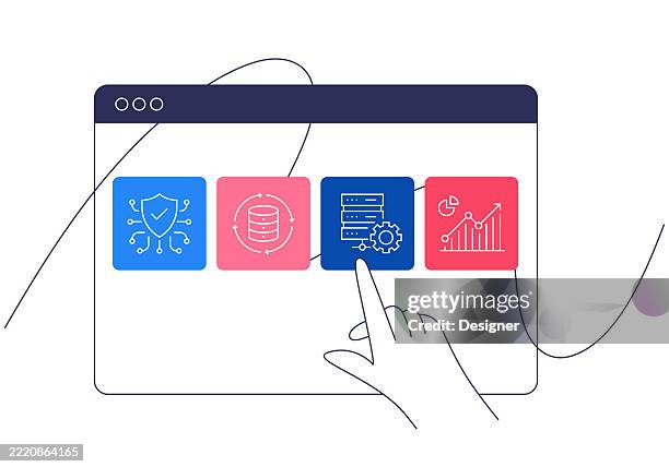 big data related vector illustration. technology, internet, coding, analyzing, internet of things, artificial intelligence. - programming team stock illustrations