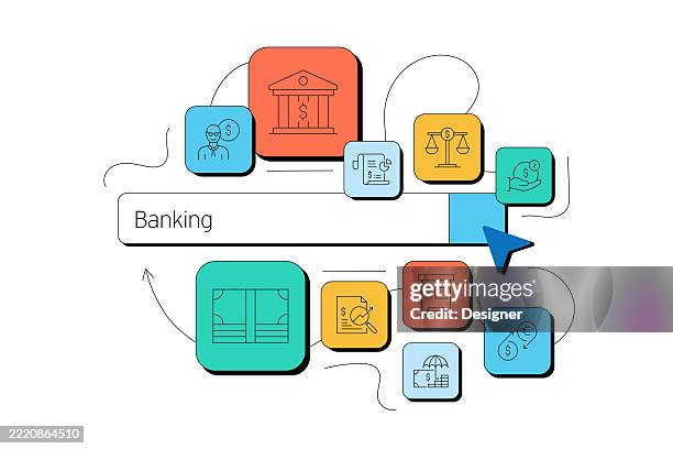 Bank Financing Visual Banking Related Vector Illustration Money Loan Finance Mortgage Savings ...