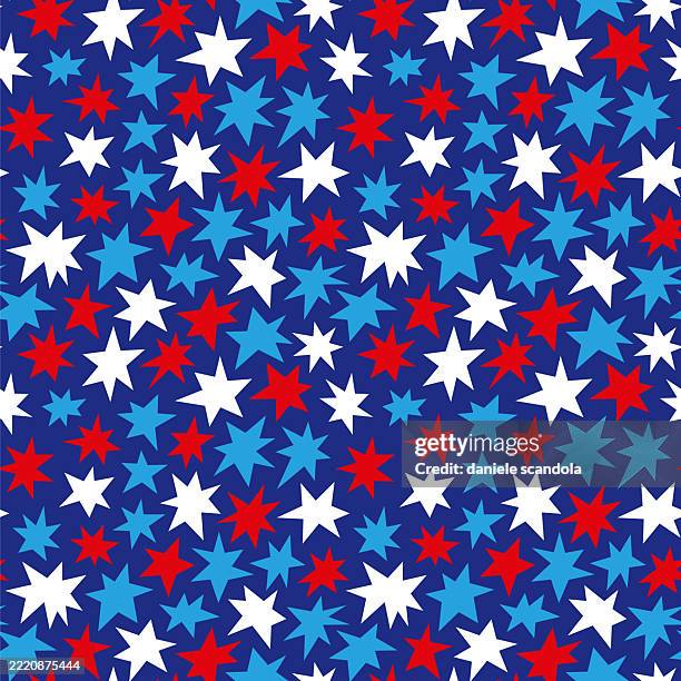 Fourth Of July Seamless Pattern With Stars And Sparks High-Res Vector ...