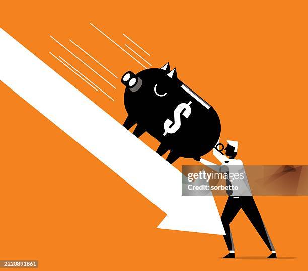 Businessman Chart Of Decreased Dollar Savings High-Res Vector Graphic ...