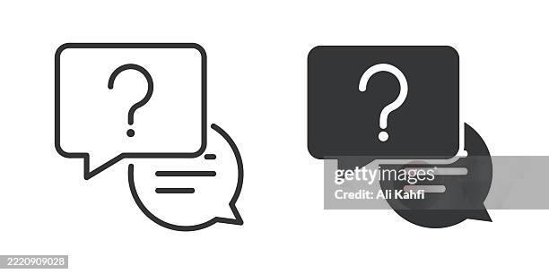 speech bubble thin line and glyph solid icon. editable stroke and perfect pixel isolated on transparent background - question bubble stock illustrations