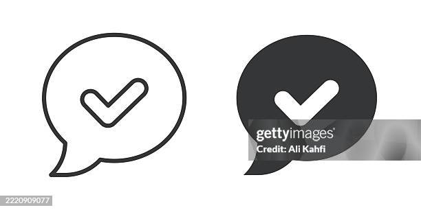 speech bubble thin line and glyph solid icon. editable stroke and perfect pixel isolated on transparent background - hard decision stock illustrations